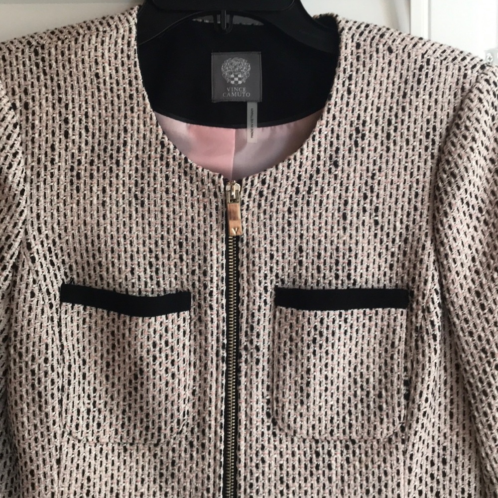 Vince Camuto pink and black tweed jacket